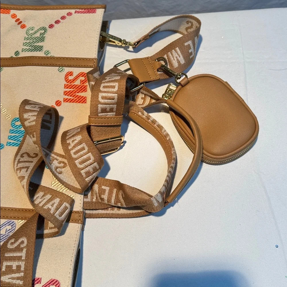 Steve Madden Cream Multicolor Canvas Tote